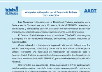 Declaración de Abogadas y Abogados por el Derecho Al Trabajo